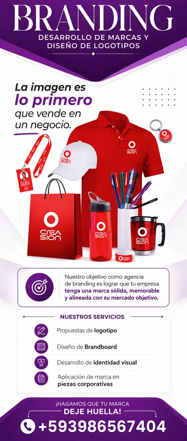 Afiche de IMPACTO: desarrollo de marcas aplicadas a uniformes, bolsas y artículos
