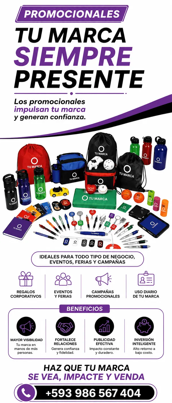 Afiche de IMPACTO: artículos promocionales con logo para eventos y campañas
